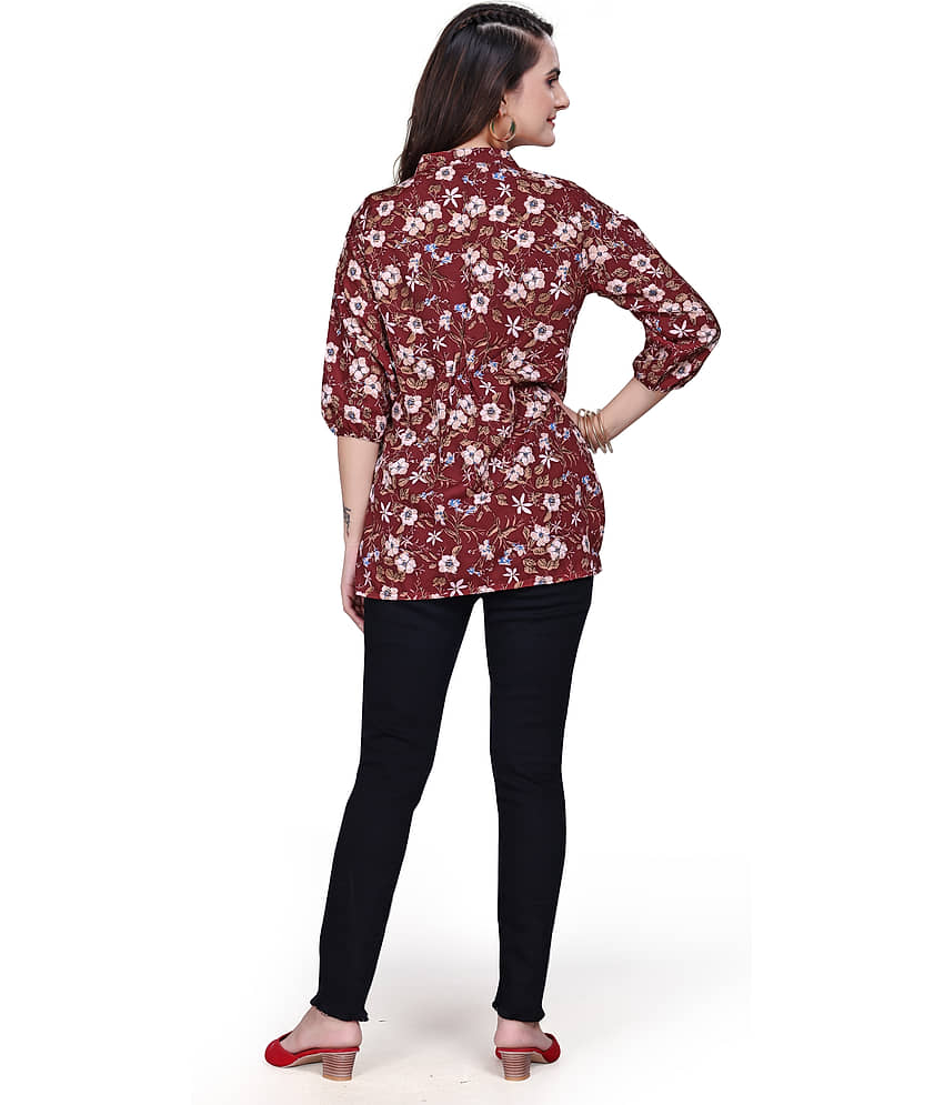 ZELZIS Women's Crepe Tunic ( Maroon ) view 2