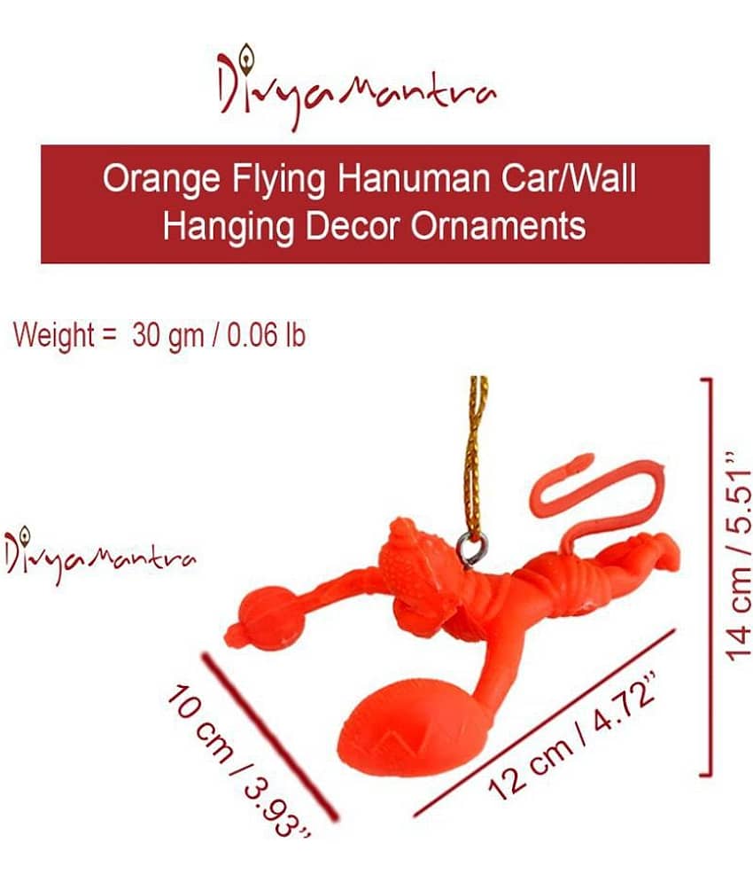Divya Mantra Combo Of Two Orange Flying Hanuman Car Mirror Hangings Décor view 2