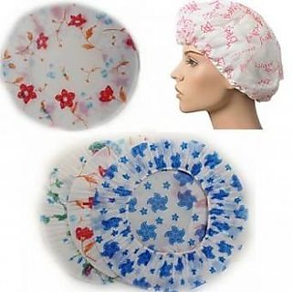 Kushahu 3 pcs Shower Cap Bath Shower Reusable Clear Plastic Hair Cover Spa Salon Care view 2