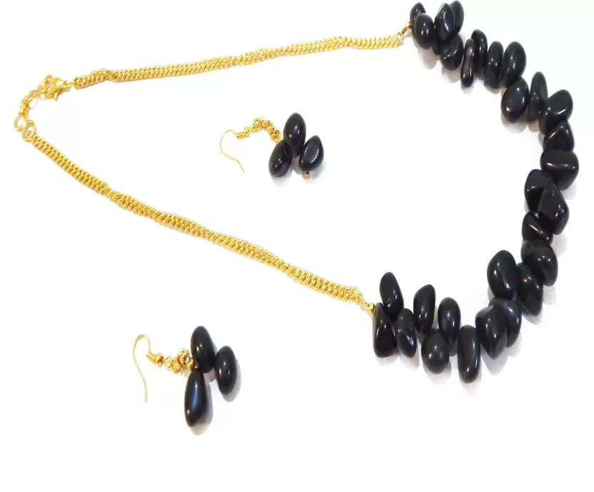 GEM STONE BLACK AGATE CHIPS NECKLACE view 2