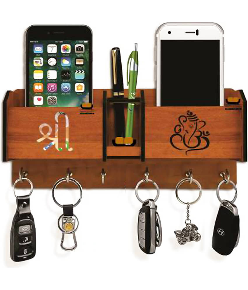 Arpita Crafts Beige Wood Key Holder - Pack of 1