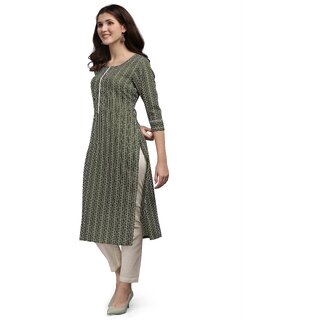 Elara Green Cotton Blend Kurta For Women view 2