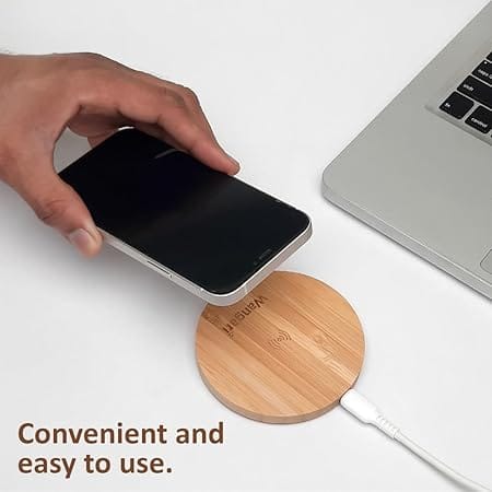 Wangari Olive 15W Round Wireless Bamboo Charger view 2