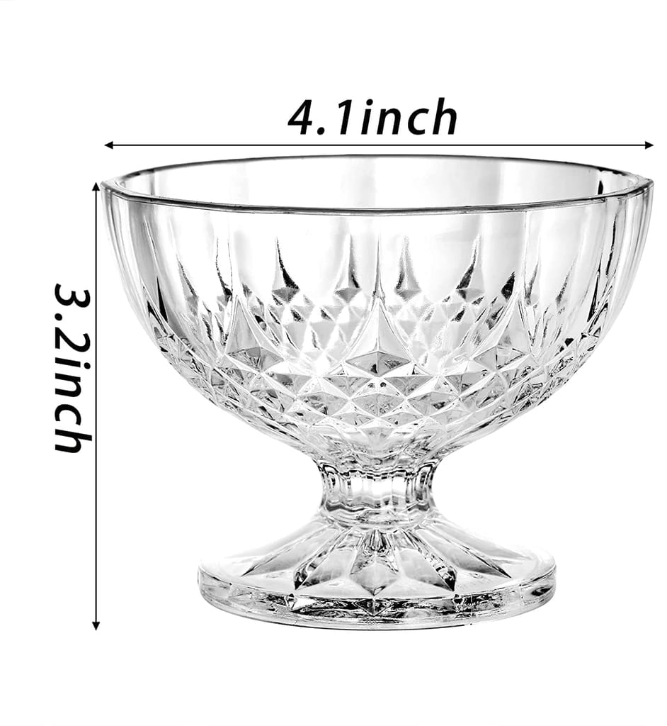 Ice Cream Bowls | Crystal Glass Cups | Sweets Serving Bowls use for Desserts, Milkshak, Fruit, Falooda, Coffee and Pudding Nuts | Pack of 6 | view 2