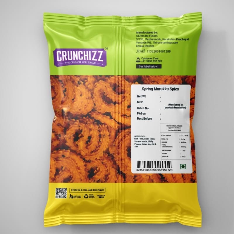 CRUNCHIZZ Snacks - Get 4 at the Price of 3 - 1 Pack FREE Offers I Authentic Kerala CHAKLI/MURUKKU I Traditional South Indian Recipe I No Artificial Additives I Crispy & Crunchy I 4 PACK COMBO I 150 Grams Each I view 2