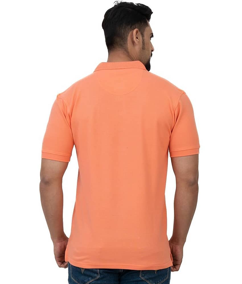Cotstyle Pack of 1 Cotton Blend Regular Fit Solid Half Sleeves Men's Polo T Shirt ( Orange ) view 2