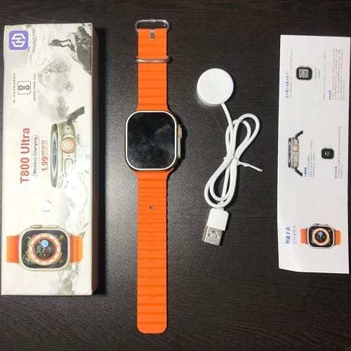 T800 Ultra Smart Watch (1.99" HD Display, Orange Strap) view 2
