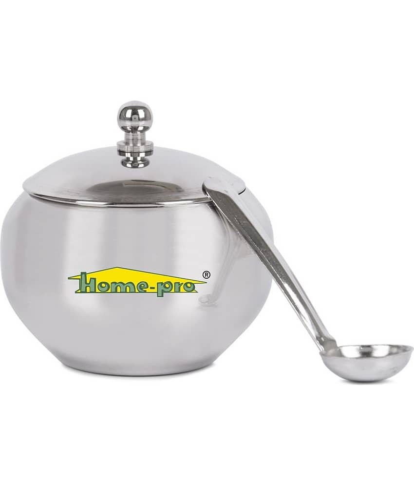 HomePro Stainless Steel Ghee Pot With Spoon Orange Shape Glosy Finish Pack of 1 view 2