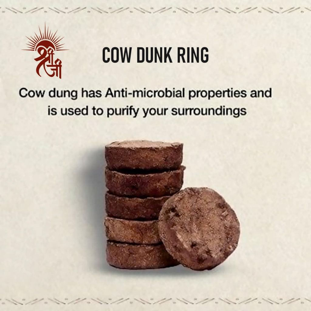 Shri Shri Ji Flam Aromatic Cow Dung Ring � Natural Fragrance Ring for Meditation, Relaxation & Pooja Use | Eco-Friendly Cow Dunk Ring for Peaceful Ambience view 2
