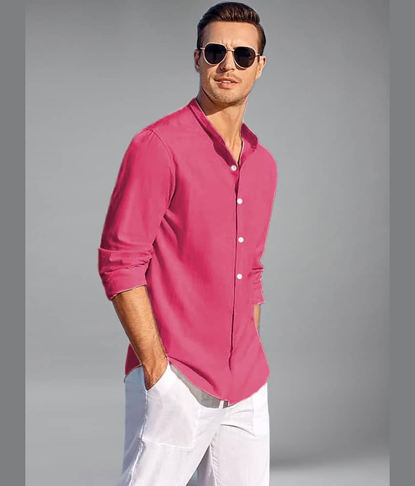 Vida Loca Cotton Blend Slim Fit Solids Full Sleeves Men's Casual Shirt - Pink ( Pack of 1 ) view 2