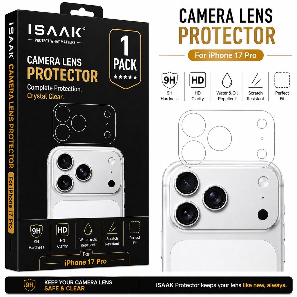 ISAAK Back Camera Lens Protector compatible for Apple iPhone 17 Pro (Pack of 1)