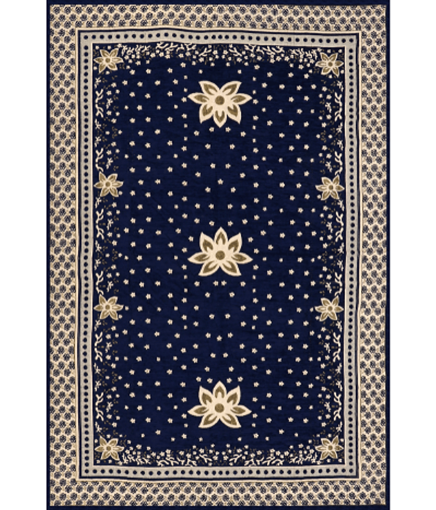 FURNISHING HUT Embroidered Chenille 6 Seater Rectangle Table Cover ( 228 x 137 ) cm Pack of 1 Blue view 2