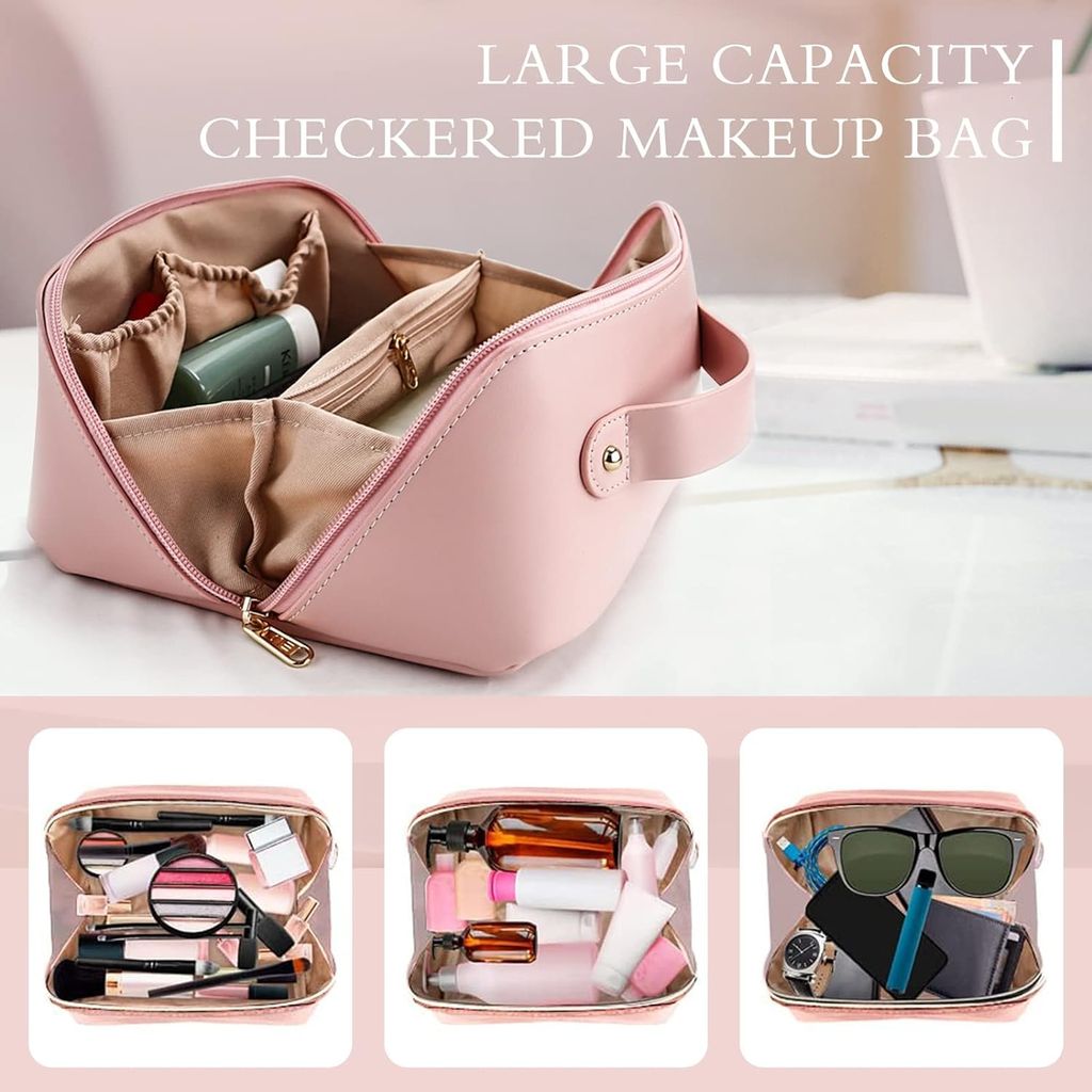 Blossom Large Capacity Travel Cosmetic Bag With Handle And Divider - Multifunctional Makeup Bag For Easy Access, Waterproof- (Multi Color)), 10 Cms view 2