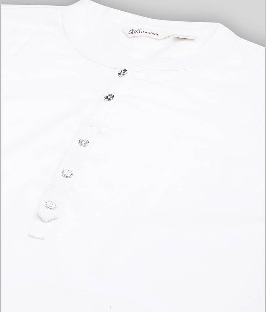 Divena - White Cotton Blend Women's Straight Kurti view 2