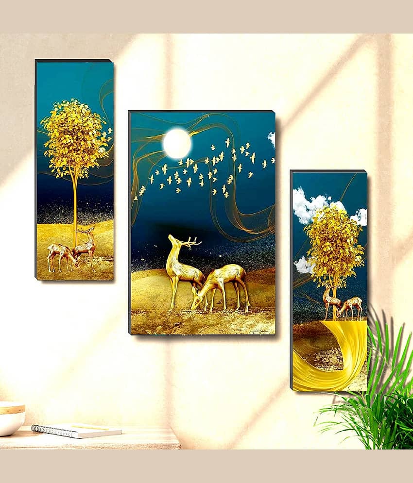 SNDArt Set Of 3 Modern Art Deer Wall Paintings For Home Decor 12 x18 inch view 2