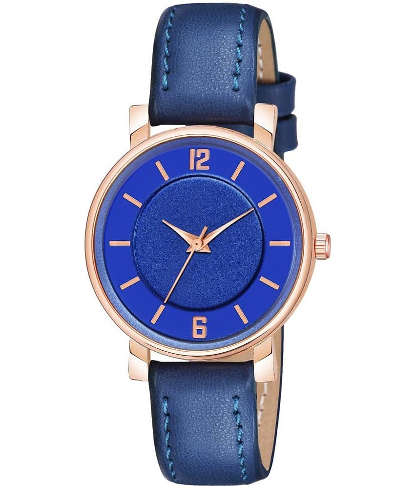 KIARVI GALLERY Blue Leather Analog Womens Watch
