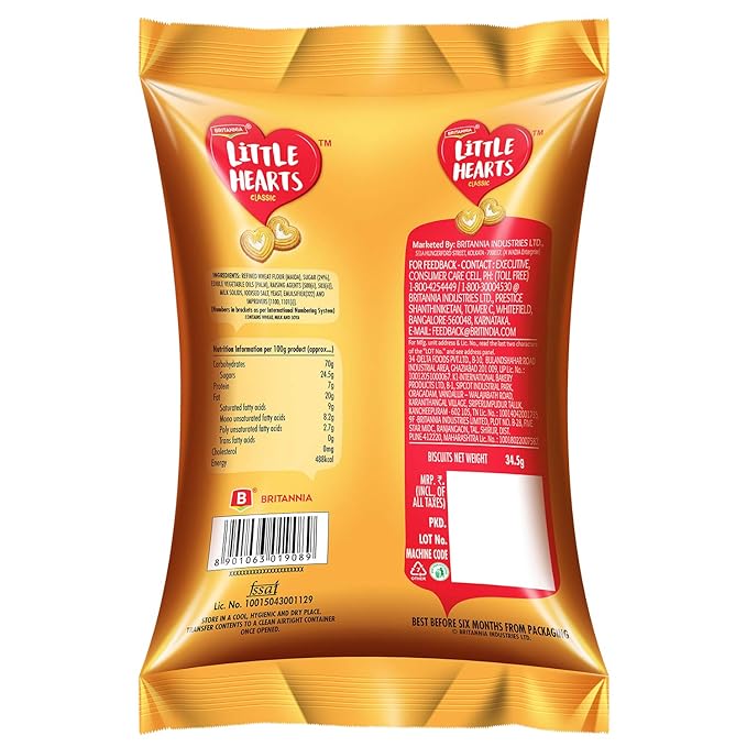Britannia Classic Little Hearts Biscuits 39 Gms view 2