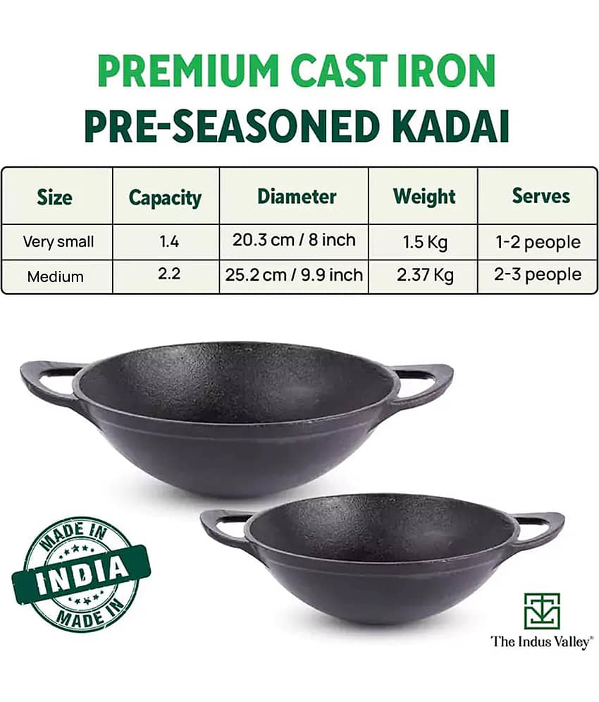The Indus Valley Cast Iron Non coated Deep Kadhai 6 mm ( 2.2 ) L view 2