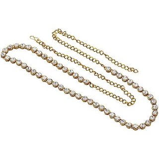 Designer CZ White Stone Waist Chain Belly Chain Kamar Band view 2