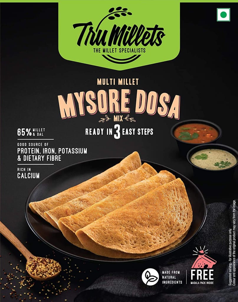 Trumillets Healthy Millet Instant Mix Breakfast Combo Pack of 7 (Veg Pulao, Masala Dosa, Soft Idli, Lemon Poha, Bisibelebath, Upma & Pepper Pongal)(5 Pack of 200 GRM, 2 Pack of 180 GRM) view 2