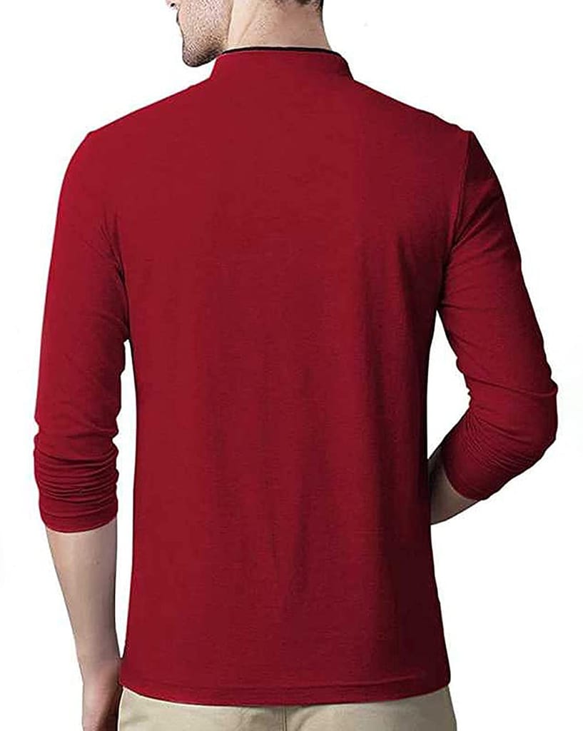 BASONTI Maroon Cotton Full Sleeves Maroon Tshirt view 2