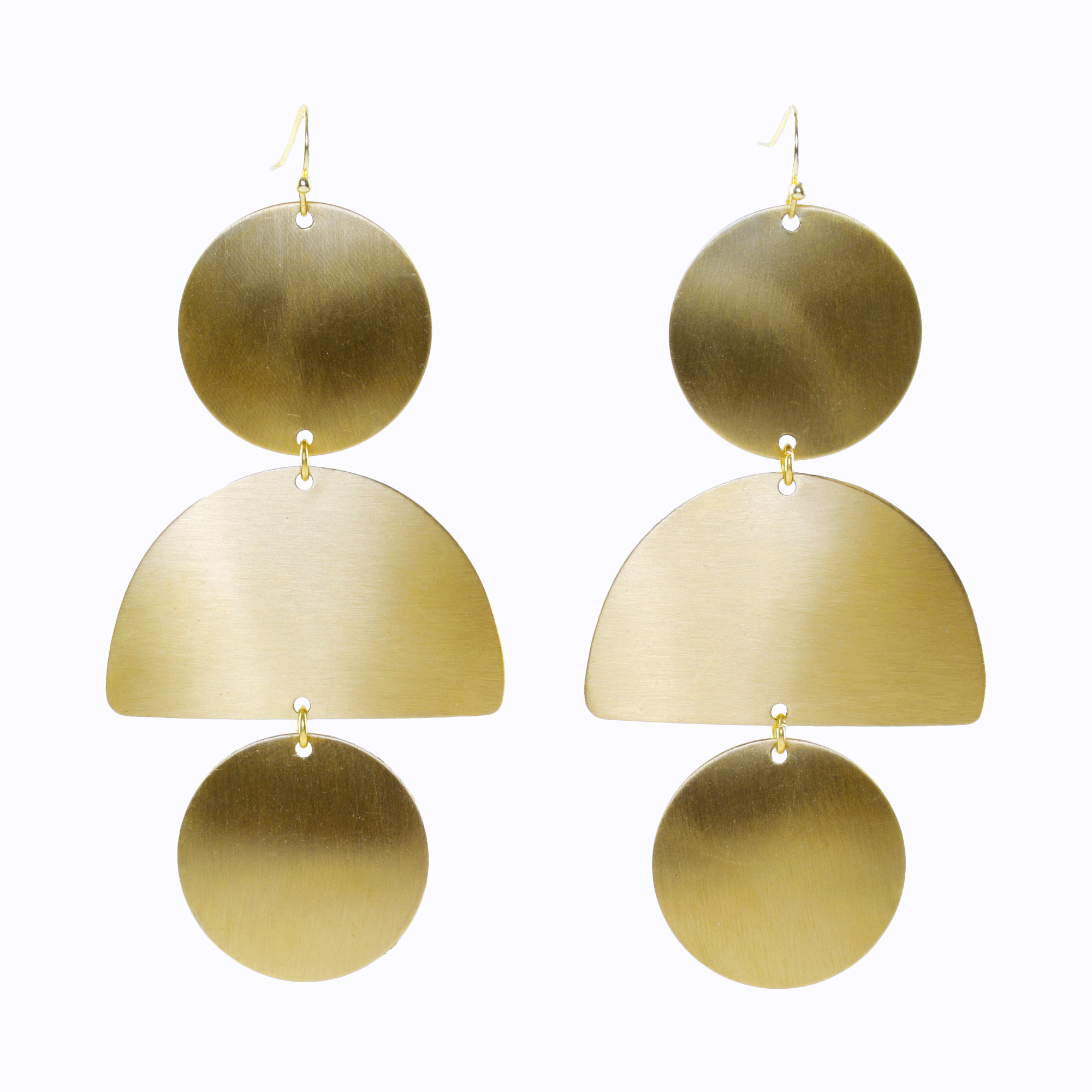 3-Step Brass Textured Earring view 2