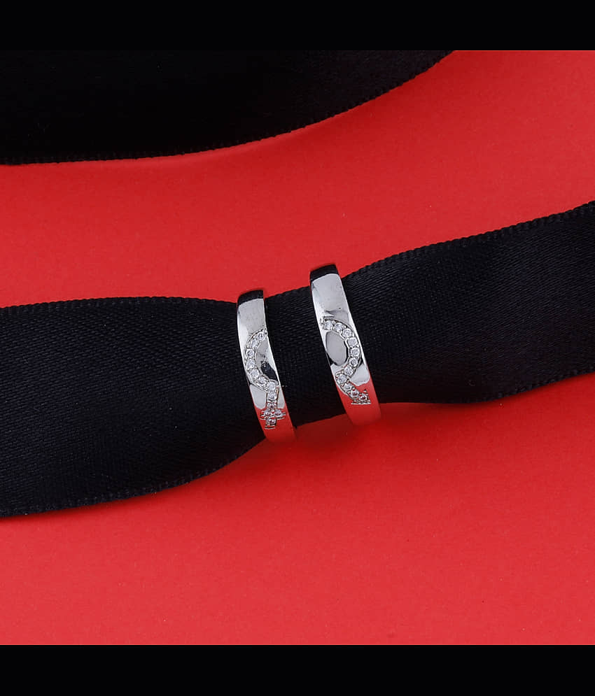 Adjustable Couple Rings Set for lovers Silver Plated Solitaire for Men and Women view 2