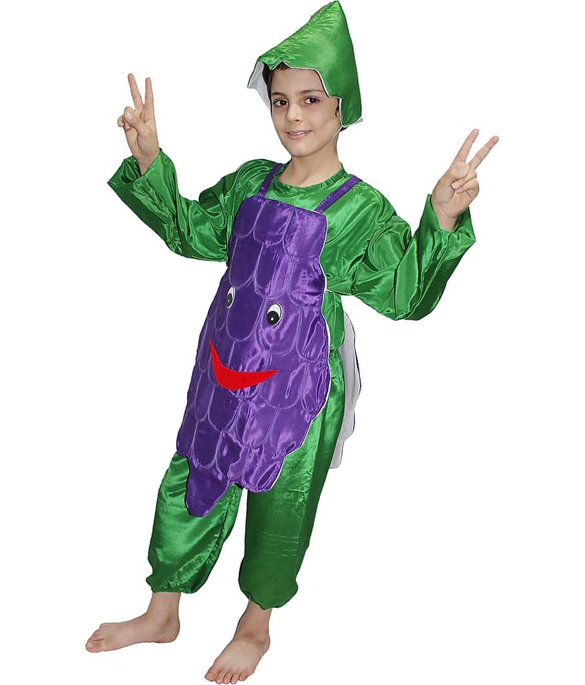 Kaku Fancy Dresses Grapes Fruits Costume -Purple & Green, 7-8 Years, for Boys & Girls view 2
