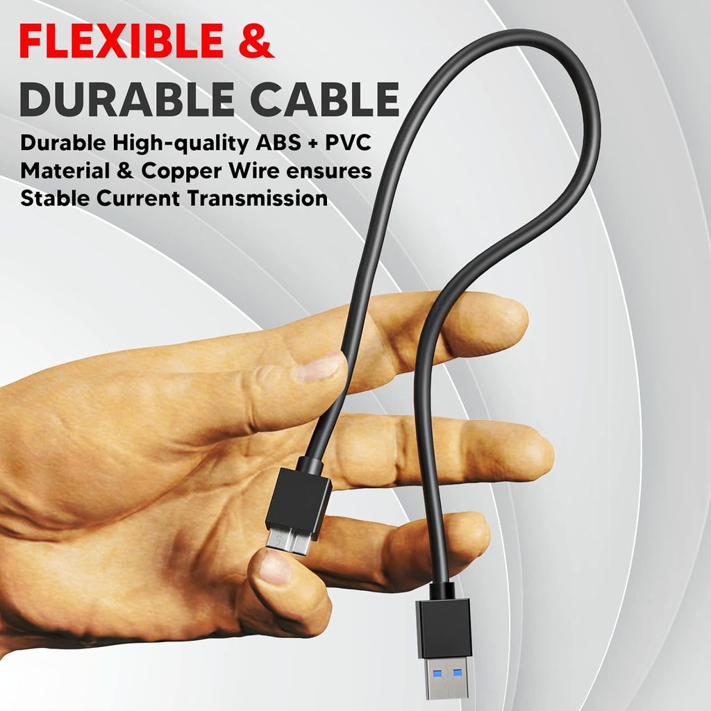Fast & Compact: USB 3.0 A to Micro B HDD Cable (Short) - Speedy External Hard Drive Cable view 2