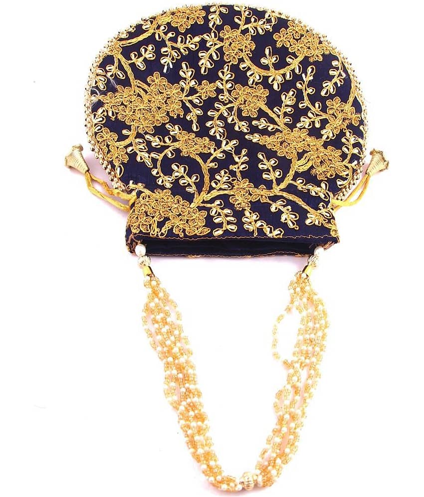 Apratim Navy Silk Potli view 2