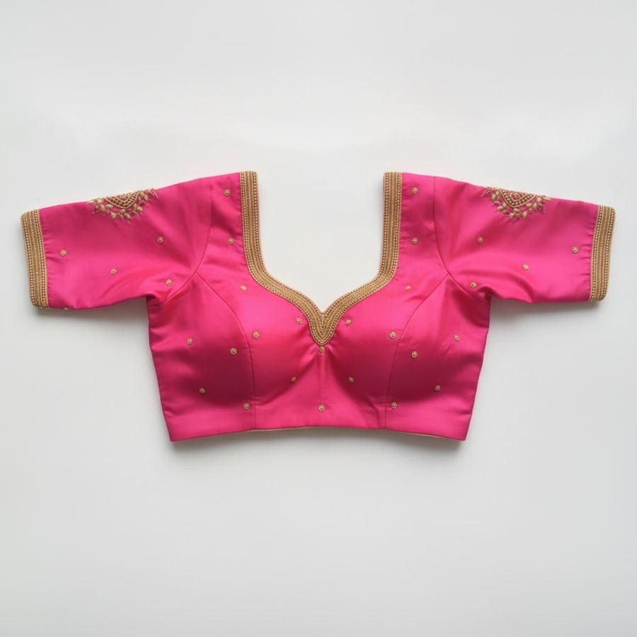 Pink Embroidered Ethnic Blouse view 2