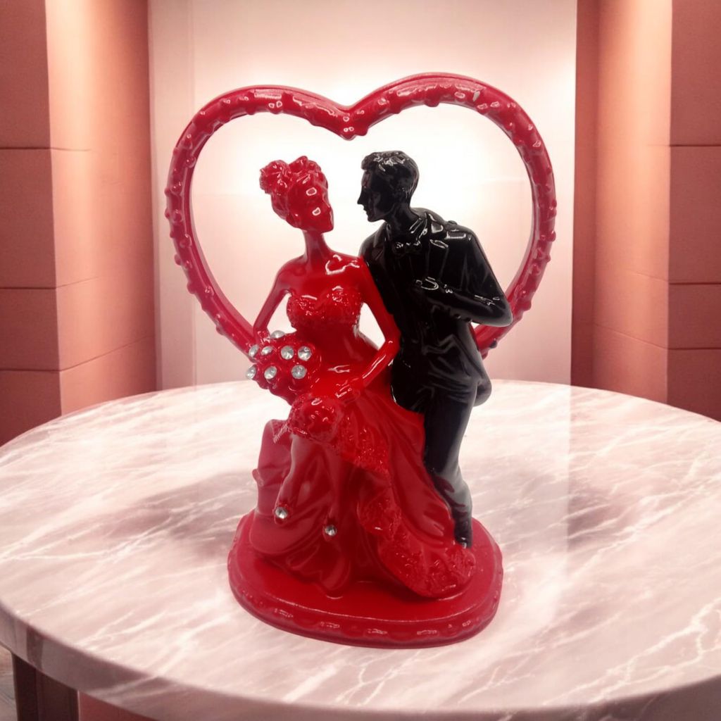 AMS Valentine Love Couple Statue | Romantic Gift for Girlfriend, Boyfriend, Wife, Husband | Anniversary, Wedding, Engagement & Proposal Gift | Handcrafted Elegant Heart Design view 2