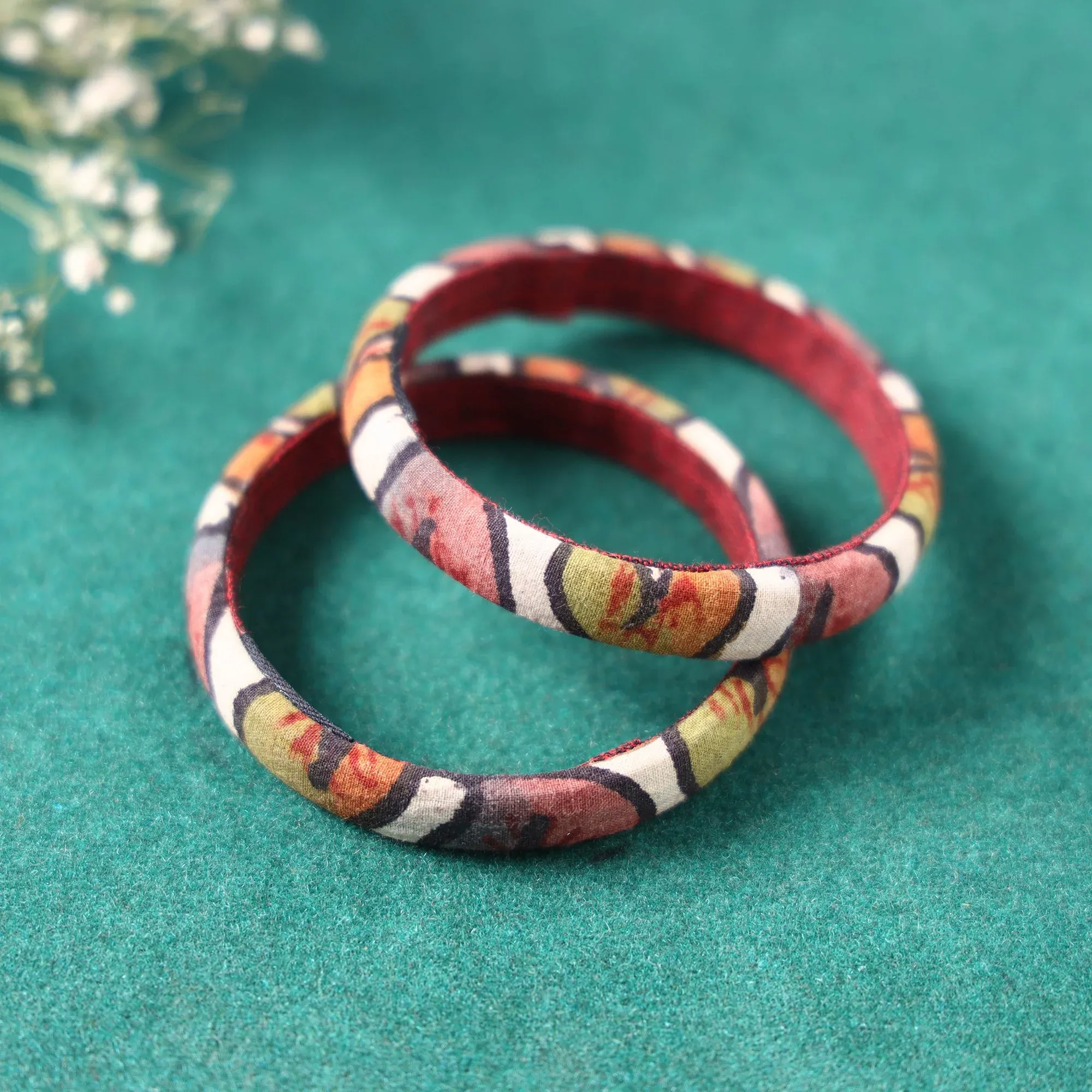 Multicolor Handpainted Kalamkari Bangle Set of 2