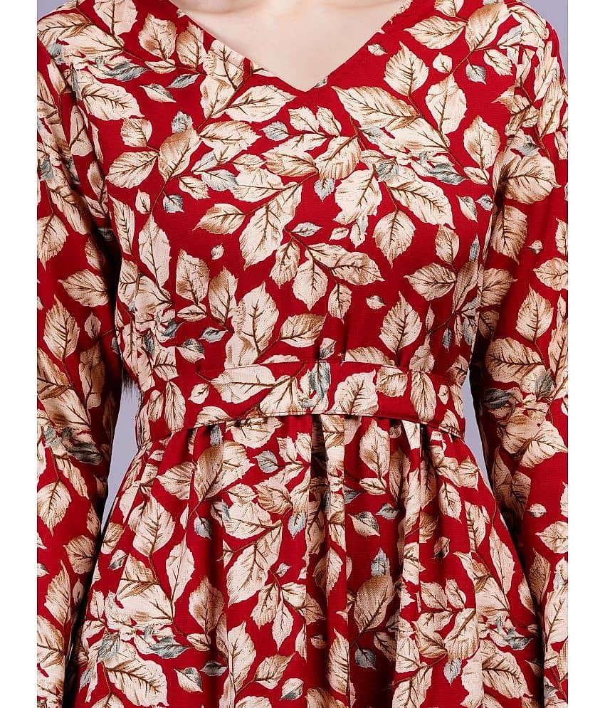 HIGHLIGHT FASHION EXPORT Women Rayon Printed Fit & Flare Dress ( Blue ) view 2