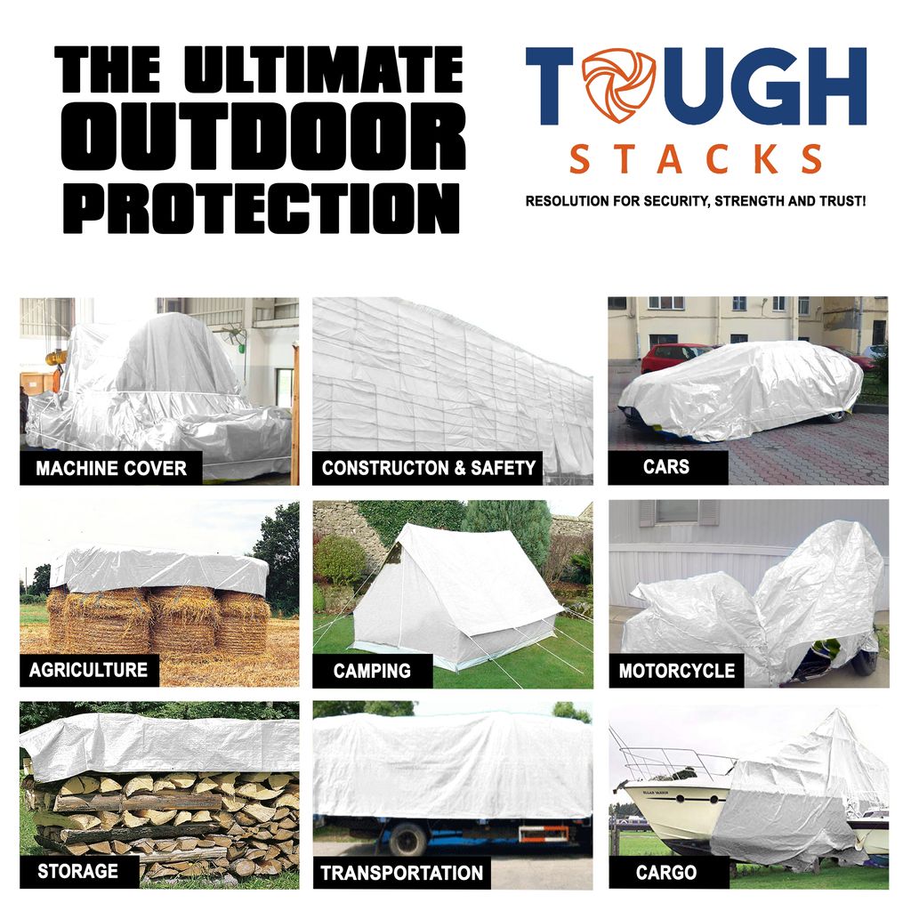Toughstacks 150 GSM Transparent Tarpaulin Tirpal Tadpatri Tharpai Thadika Tarp | Waterproof, UV Resistant, Rot/Rip/Tear Proof, Reinforced Eyelets Strong Tarpaulin for Multi-Purpose view 2