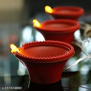 (Pack of 6) Water Sensor LED Diya Candles - Warm Orange, Battery Operated