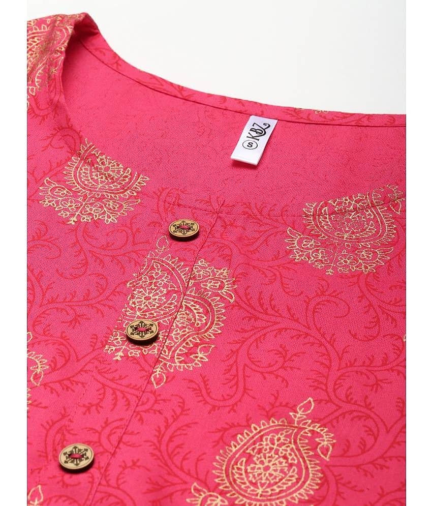 HISHAM - Pink Rayon Women's Straight Kurti ( Pack of 1 ) view 2