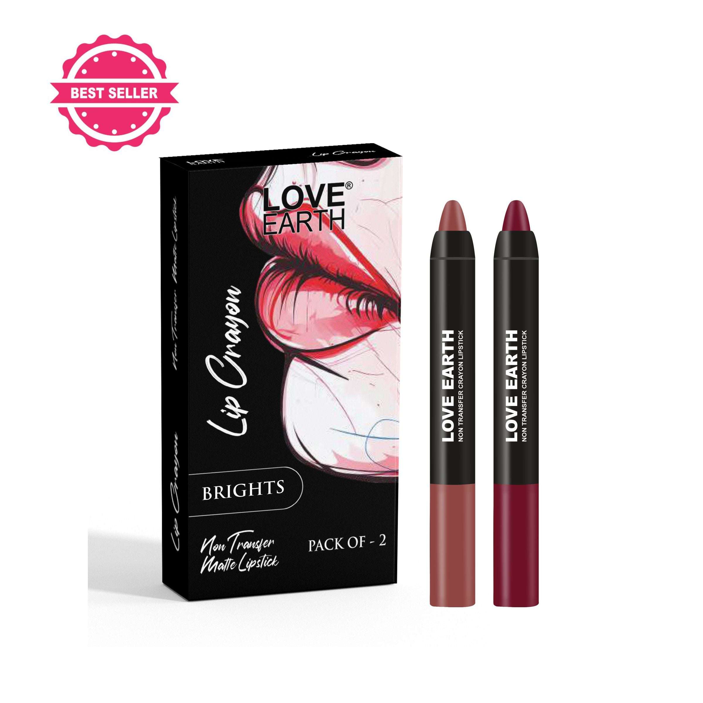 Love Earth Lip Crayon Non-Transfer Lipstick Brights - Pack of 2 view 2