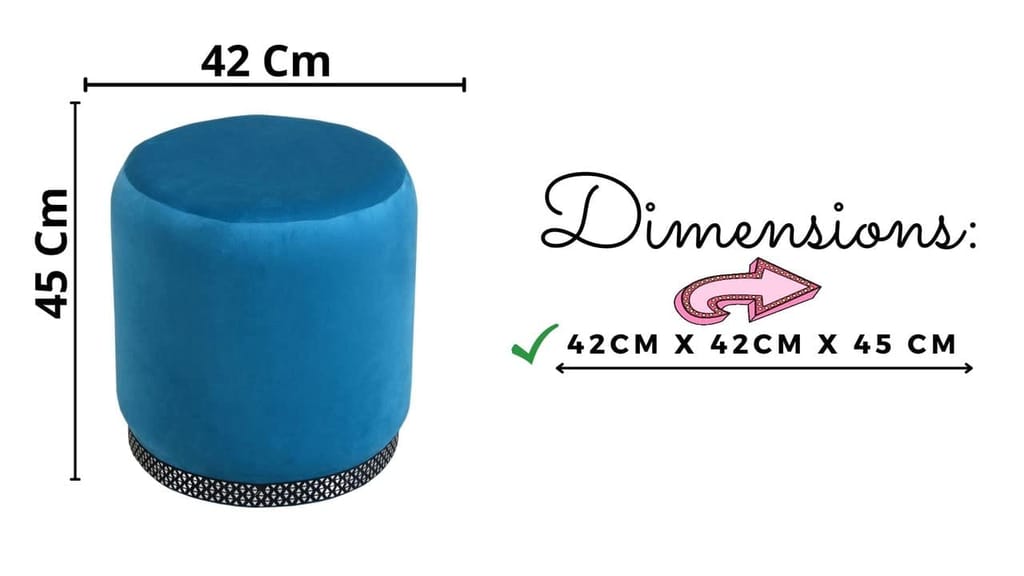 Rugsxerry Pouffes Sitting Stool for Living Room, Mudda Puffy Wooden Ottoman Stools, Pouffe Footstool, Pouf for Office Home Decoration & Dressing Table, 16x16x18 Inch, Aqua view 2