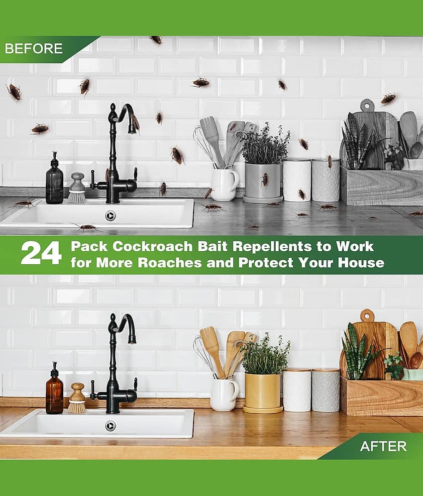 Natural Cockroach Killer Trap for Kitchens, Bathrooms, and Cabinets, Eco-Friendly Home Remedy for Indoor Cockroach Control Repellent Gel (12 Piece) view 2
