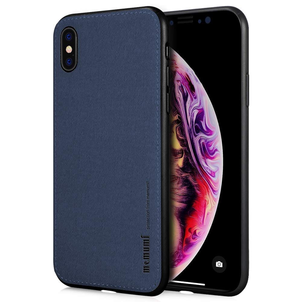 Memumi Fans Series Hard Canvas Back Cover Case for Apple iPhone Xs, Shockproof - Blue (5.8")