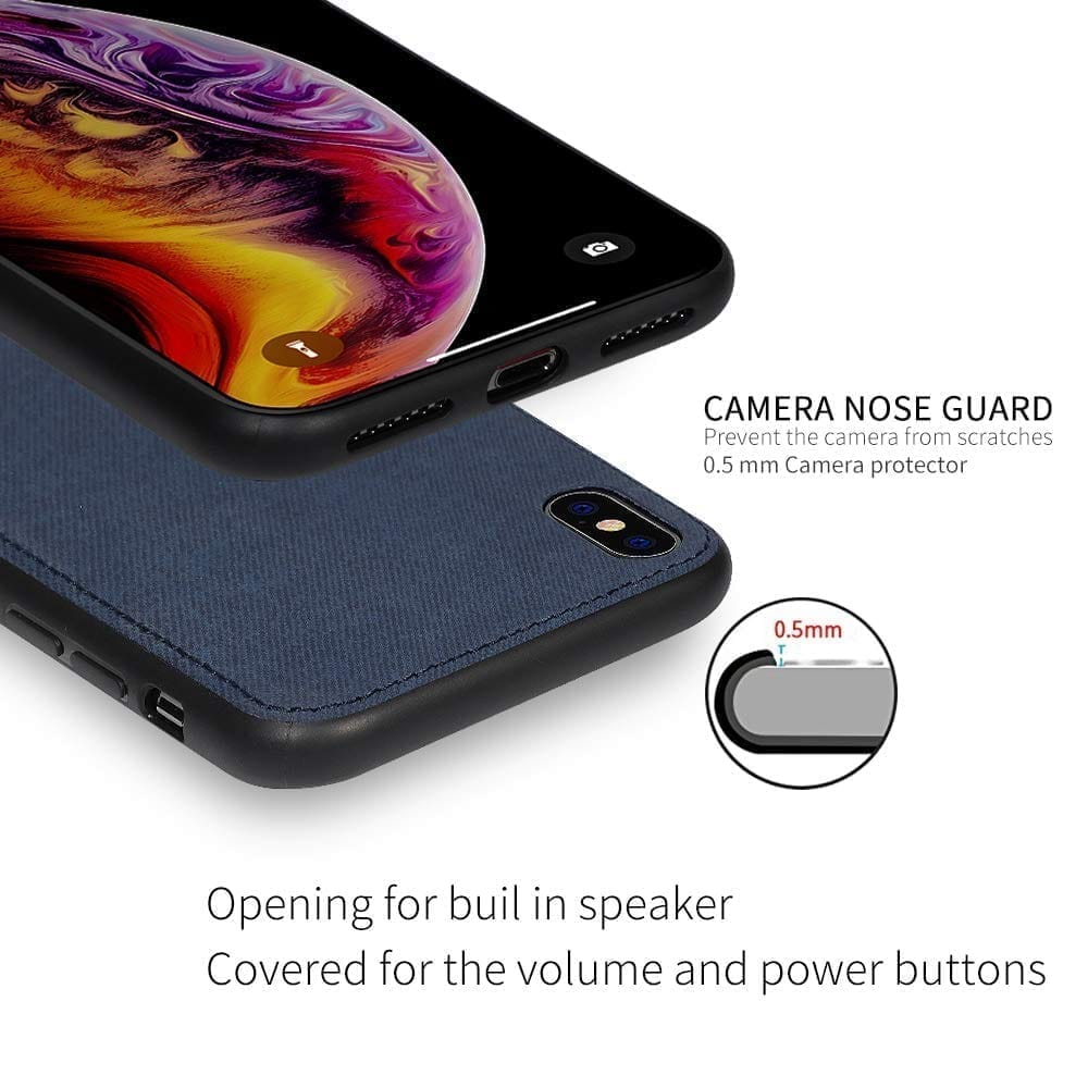 Memumi Fans Series Hard Canvas Back Cover Case for Apple iPhone Xs, Shockproof - Blue (5.8") view 2