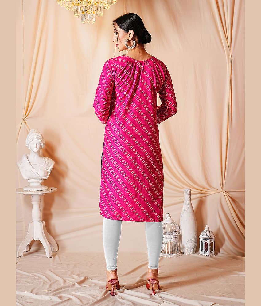 anushansa Women's Viscose Rayon Printed A-line Kurti - ( Blue ) view 2