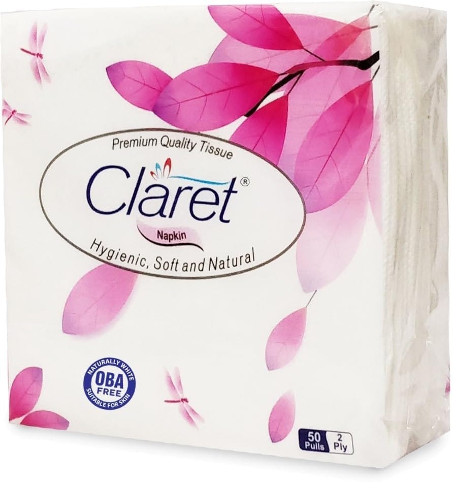 Claret Napkin 23x23, 2Ply 50 Pulls Soft & Absorbent Party Disposable Napkins for Parties, Events and Dining Use 6 pk view 2
