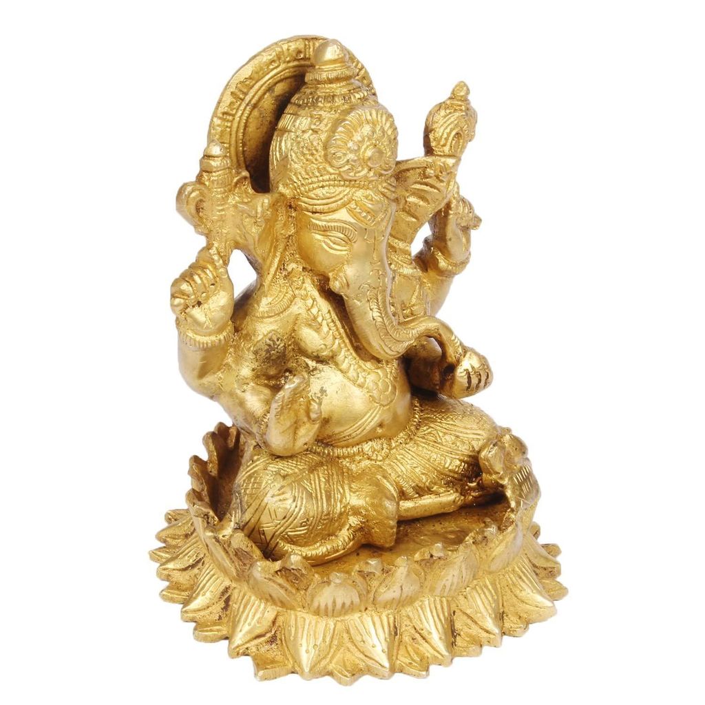 ARTVARKO Brass Ganesha Bagwan Murti Ganpati Puja Moorti Idol Home Decor Business Success Mandir Temple Good Luck Marriage Gift Size 6 Inch view 2