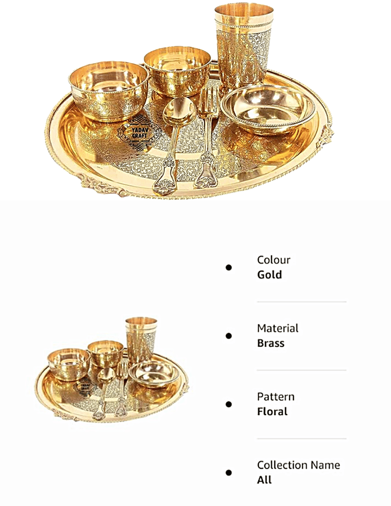 Jawahar Bartan Bhandar Pooja Thali Gold-Color view 2