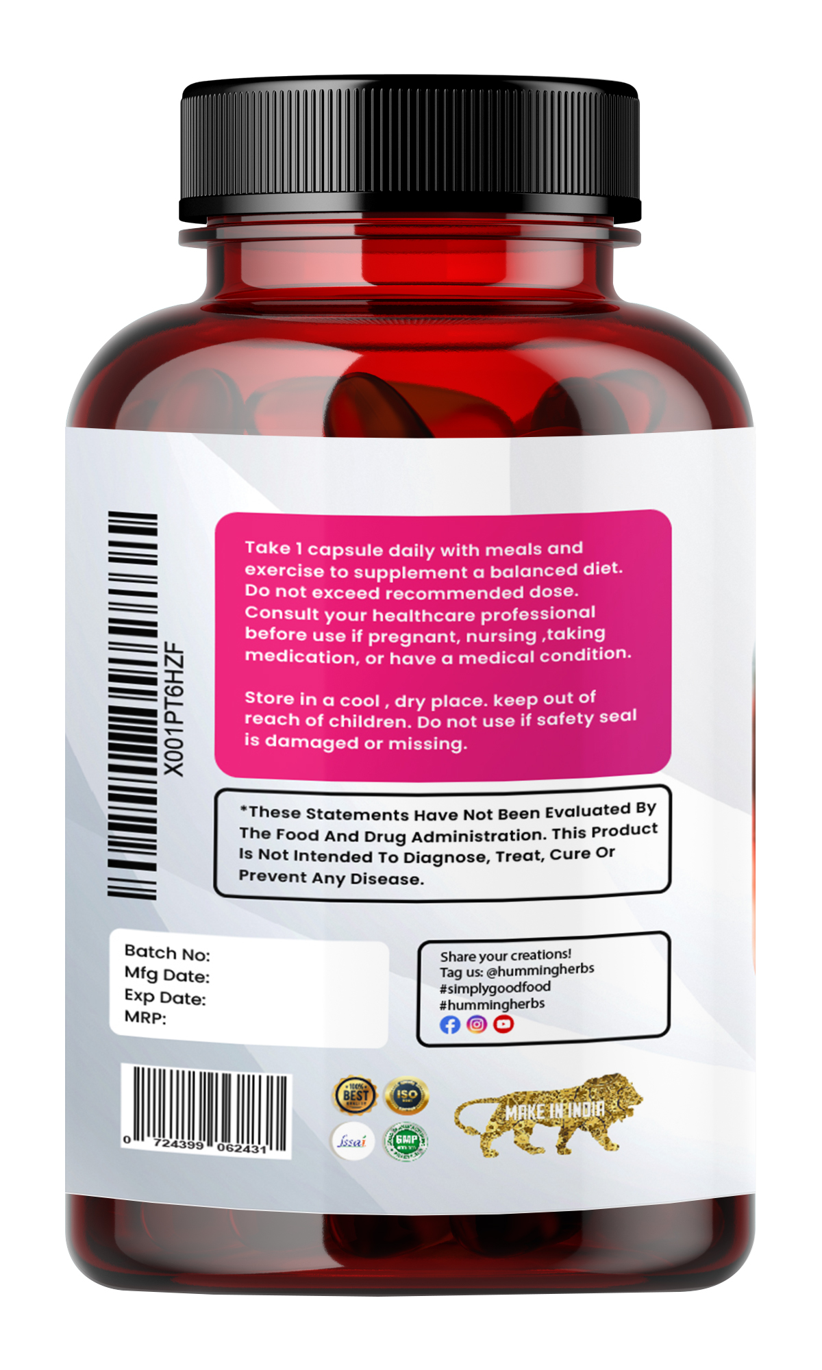 Humming Herbs Turkesterone Supplement | Ajuga Turkestanica Extract | 7in1 -11600mg eqv |Ecdysterone for Strength & Muscle Growth | Third Party Tested, 90 Capsules view 2