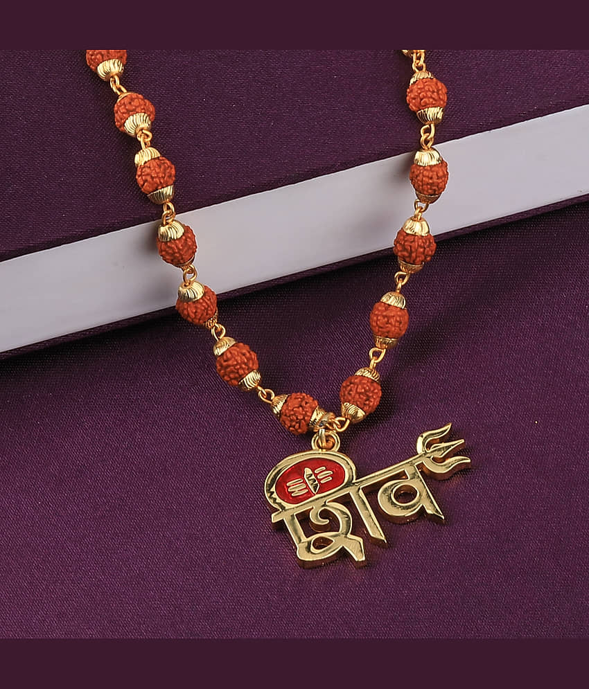 SILVER SHINE Attractive Gold Plated Shiv Rudraksha Pendant Mala for Men and Women view 2