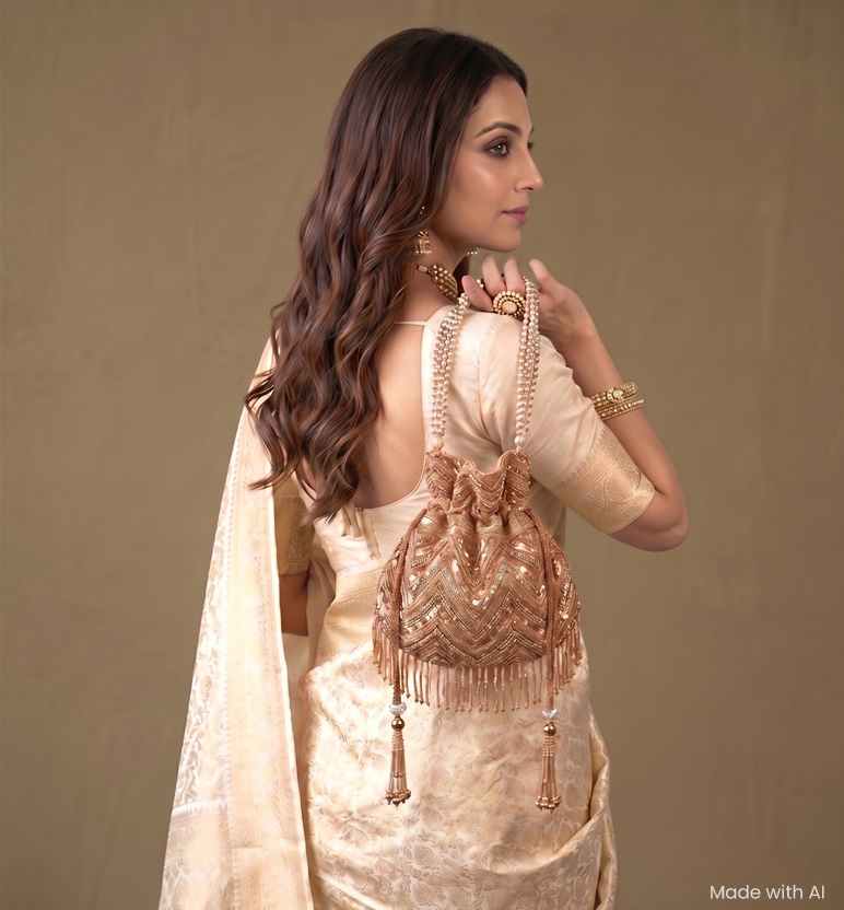 Zari Zardozi Festive Potli view 2