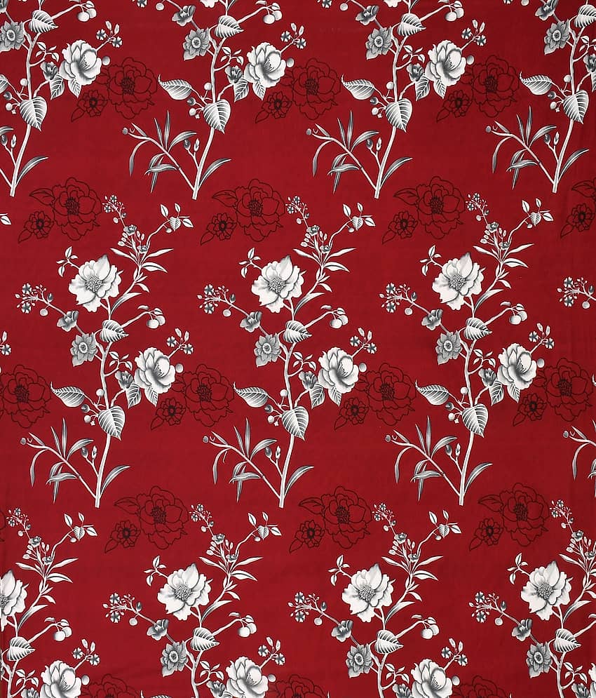 SHOMES Cotton Floral Diwan Set 6 Pcs - Maroon view 2